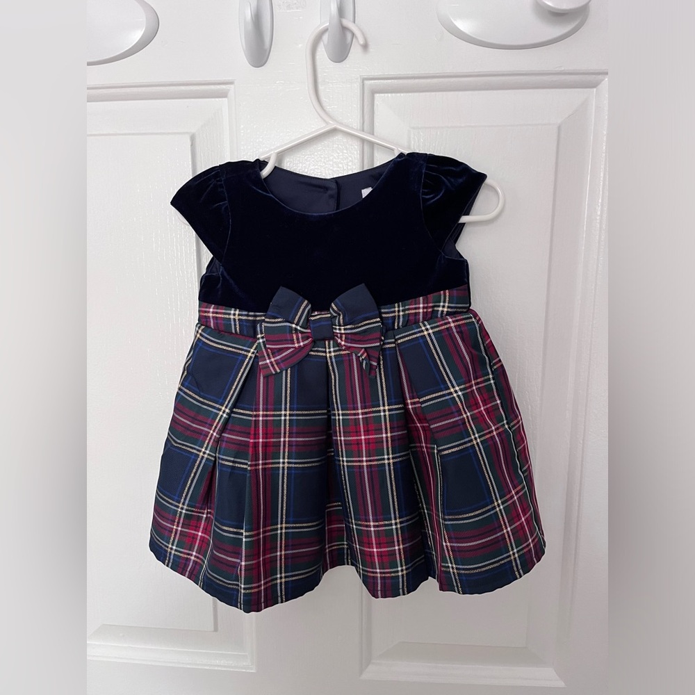 Baby Girls Matching Family Plaid Velour Fit And Flare Dress - Tidal